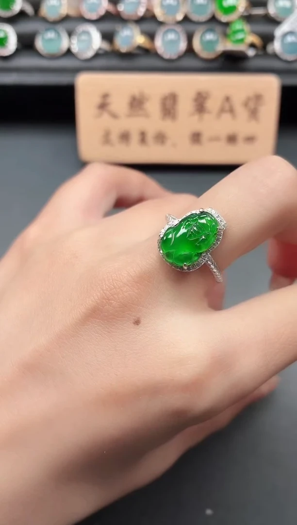 银S925镶嵌戒指翡翠111