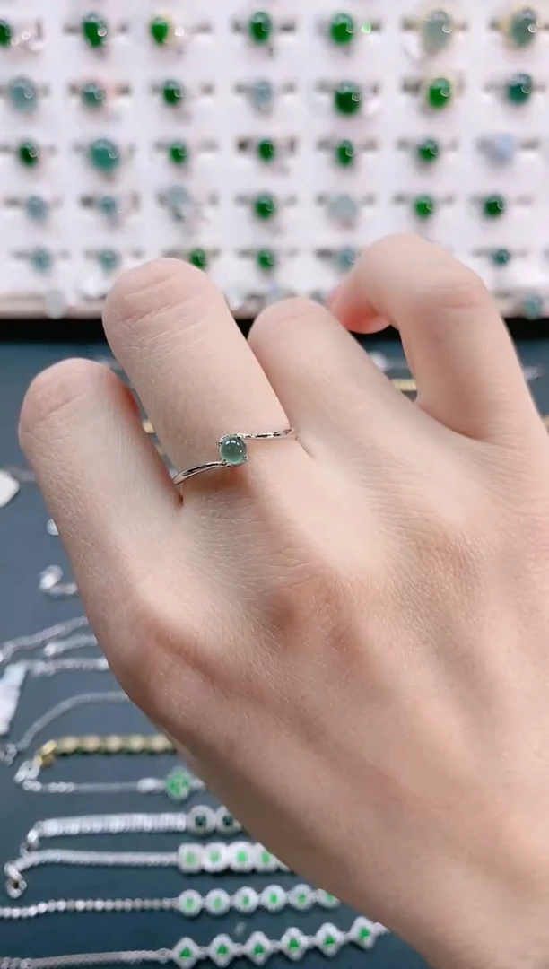 【闪购商品】翡翠戒指银S925镶嵌天然翡翠