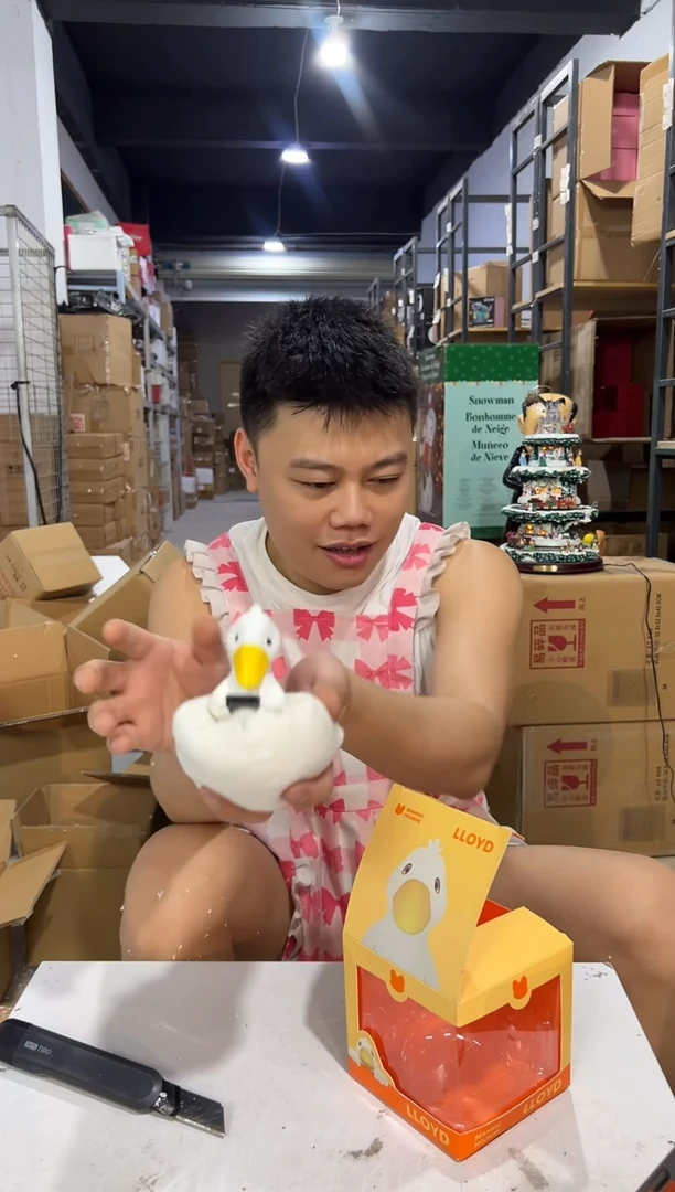 瓷片原盒猛兽派对大白鹅摆件