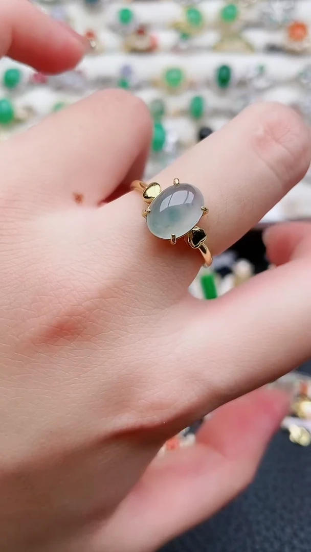 银S925镶嵌戒指翡翠1