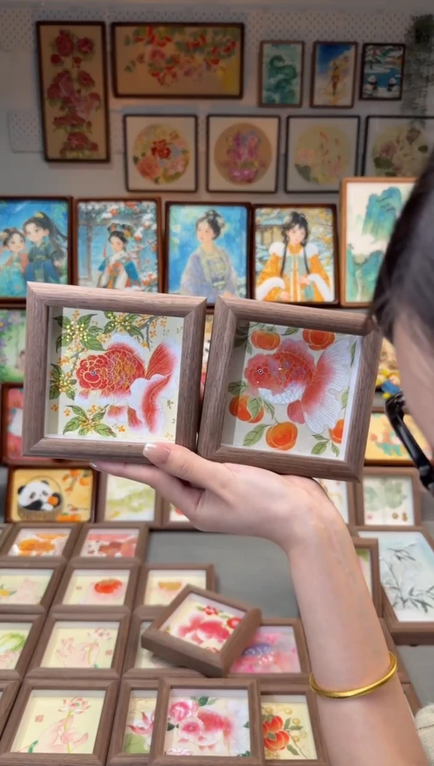 国画桂花 柿子 金鱼 手绘国画12