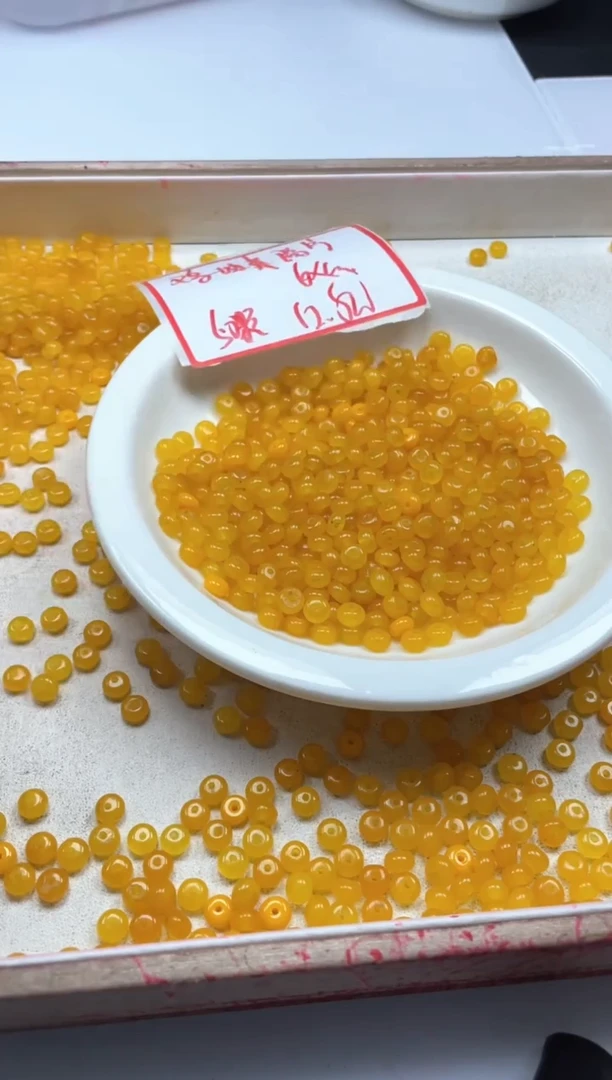 【闪购商品】玛瑙/玉髓颈饰未镶嵌w890鸡油黄算盘6*4mm*50颗