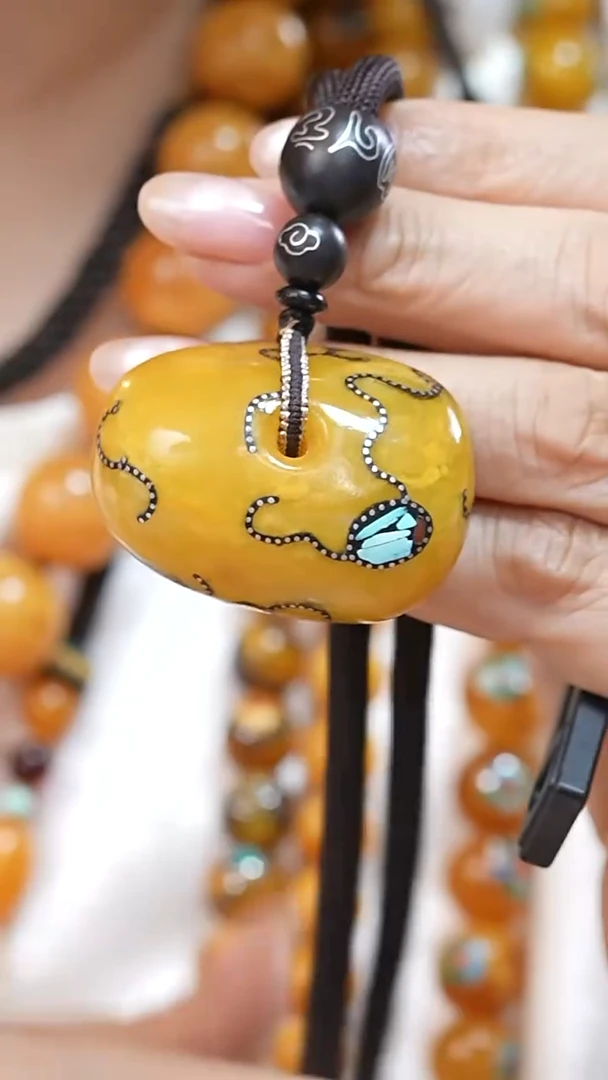 蜜蜡颈饰未镶嵌2491天然蜜蜡珠宝奇石云端妖孽妖花全部保真