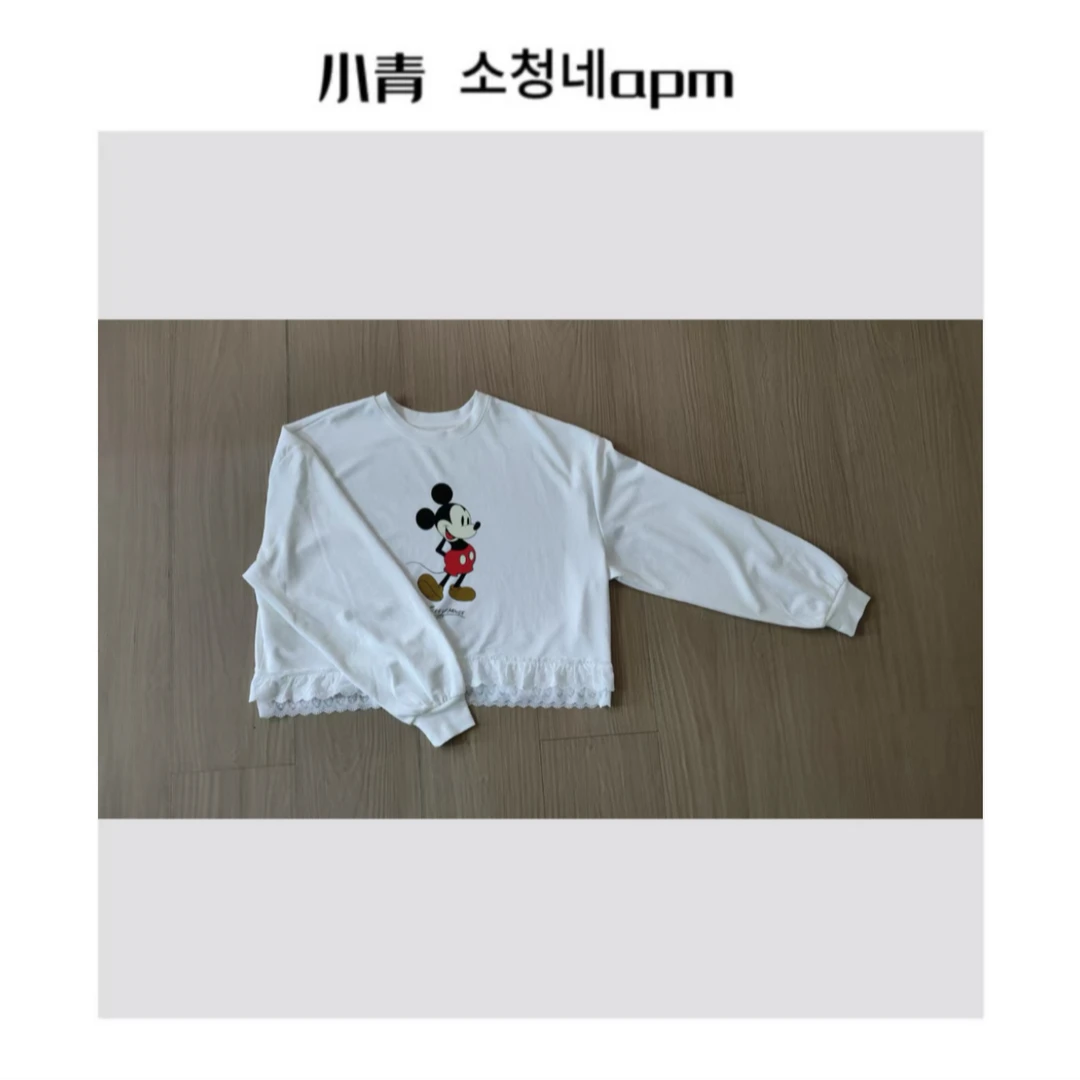 下摆蕾丝站立老鼠T恤