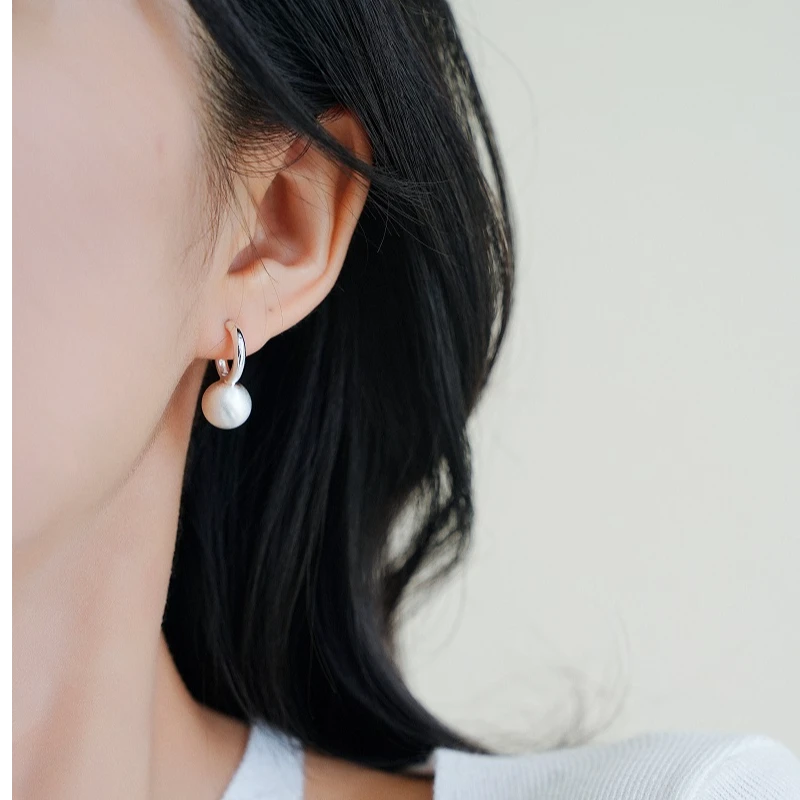 铜合金耳饰 拉丝圆球银色耳环女小众设计感高级新款轻奢气质耳钉