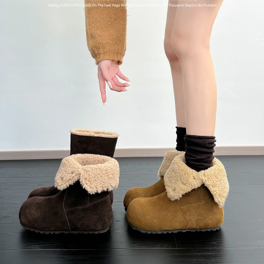 6CM~两穿内增高雪地靴女冬季2025加绒加厚短靴保暖增高休闲棉鞋女