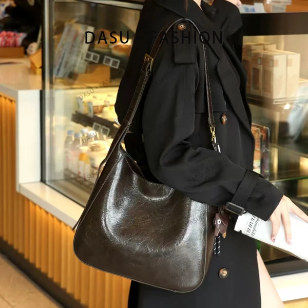 【苏总专属】SKL-5325-墨咖色女士时尚潮流气质小众腋下包斜挎包