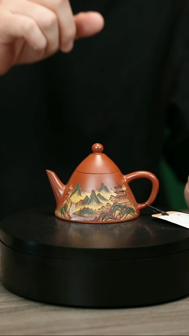 茶壶紫砂九**日H2216赵翠红彩绘翁帽