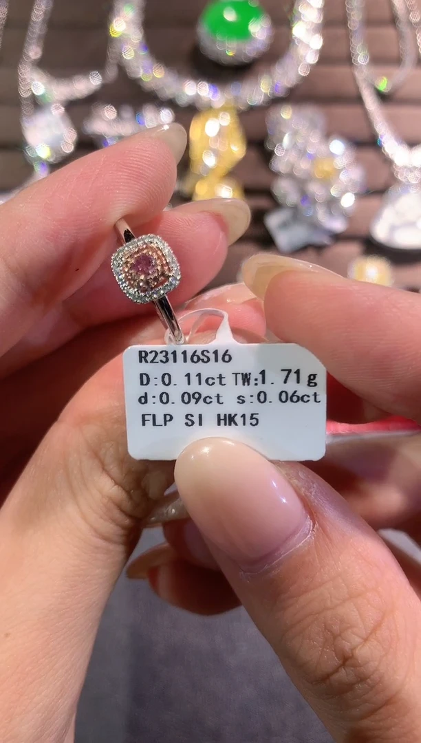 戒指/指环18K金镶嵌天然钻石e61