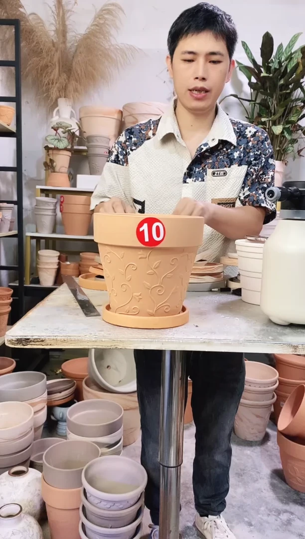 20*18红陶藤纹 1盆1托