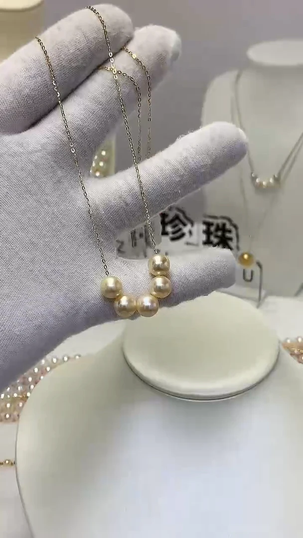 银S925镶嵌AQ海水珍珠海水珍珠微笑链@@QY006