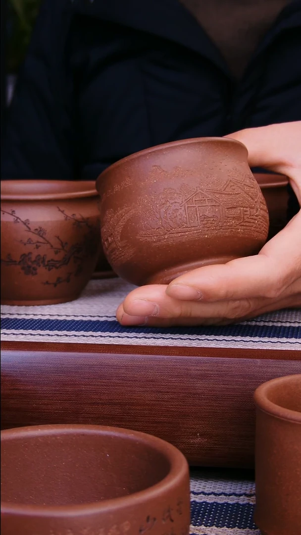 茶杯紫砂快***6深井紫泥杯子
