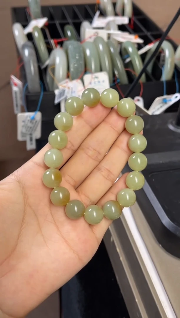 未镶嵌手串和田玉卡12且末迪克兰带糖  圆珠9010182
