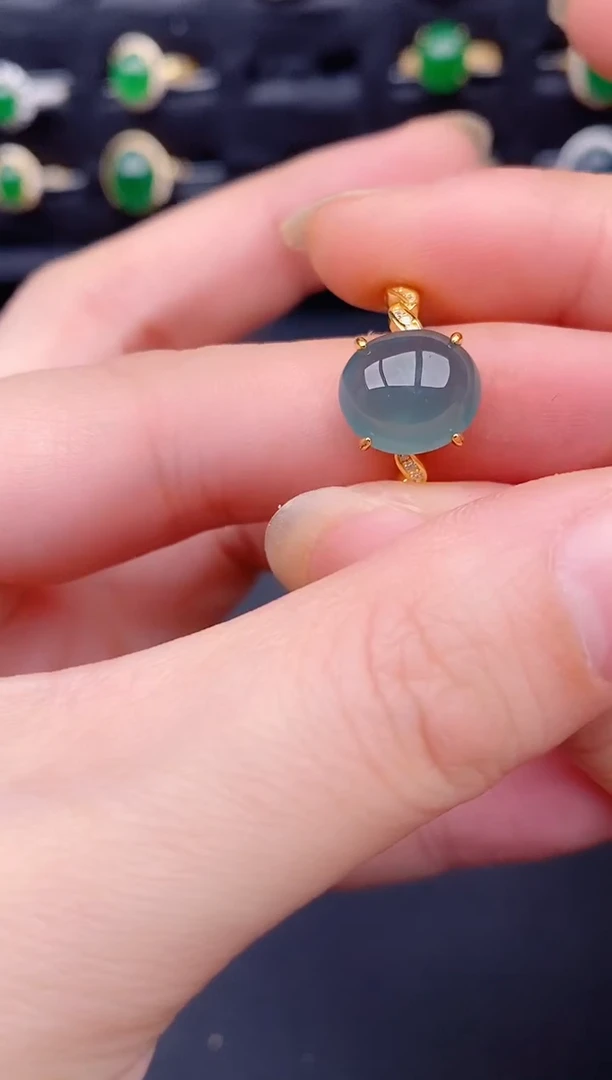 银S925镶嵌戒指翡翠天然a货翡翠133