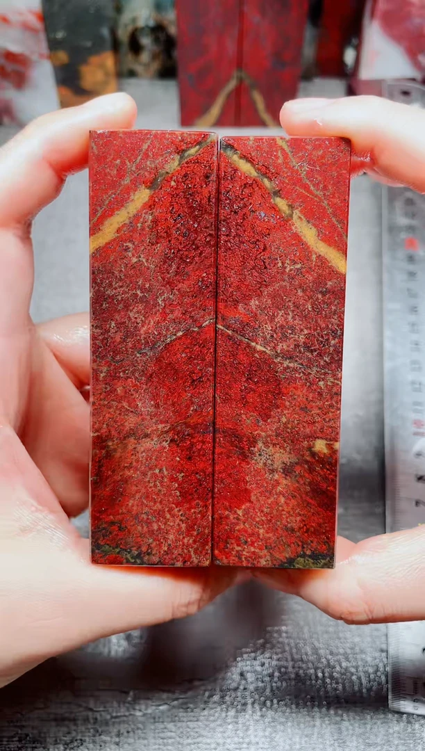 玉桂林鸡血玉素章2.8老虎冻对章31