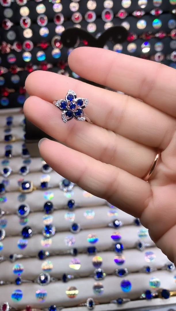 【闪购商品】蓝宝石戒指银S925镶嵌银色