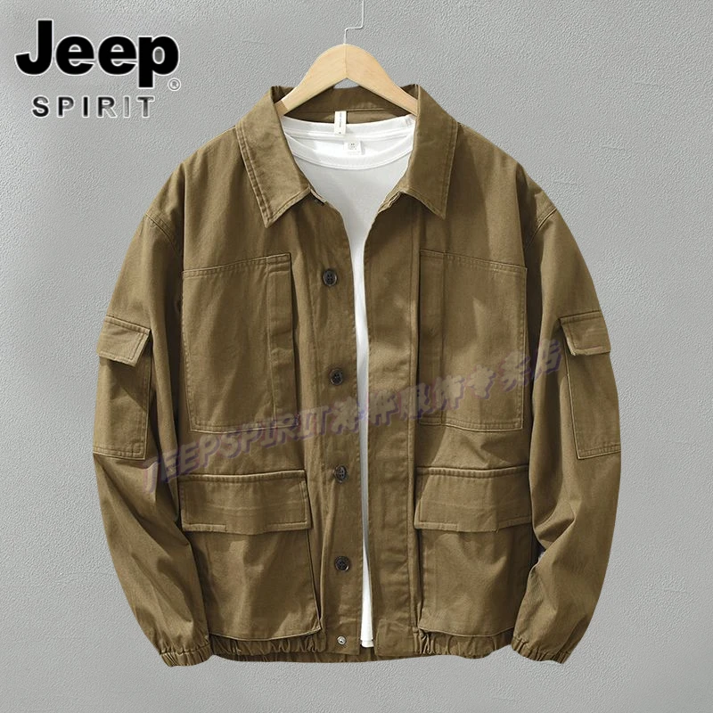 Jeep吉普常规款水洗男士夹克上衣男装百搭帅气韩版春秋季复古外套