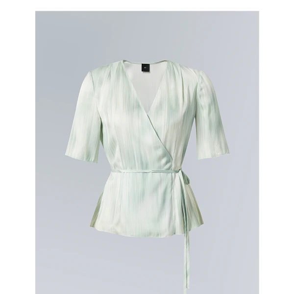 YI竹林意境弹力围裹短袖上衣YTP23261ACPR0B3