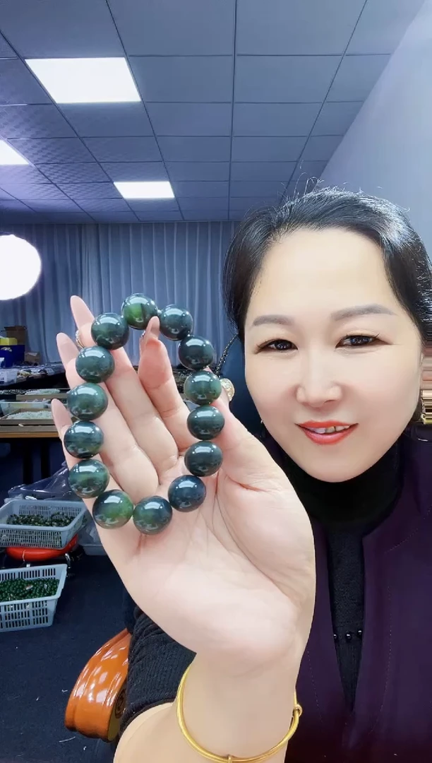 未镶嵌手串和田玉纯天然和田玉新疆聚墨青花特细16