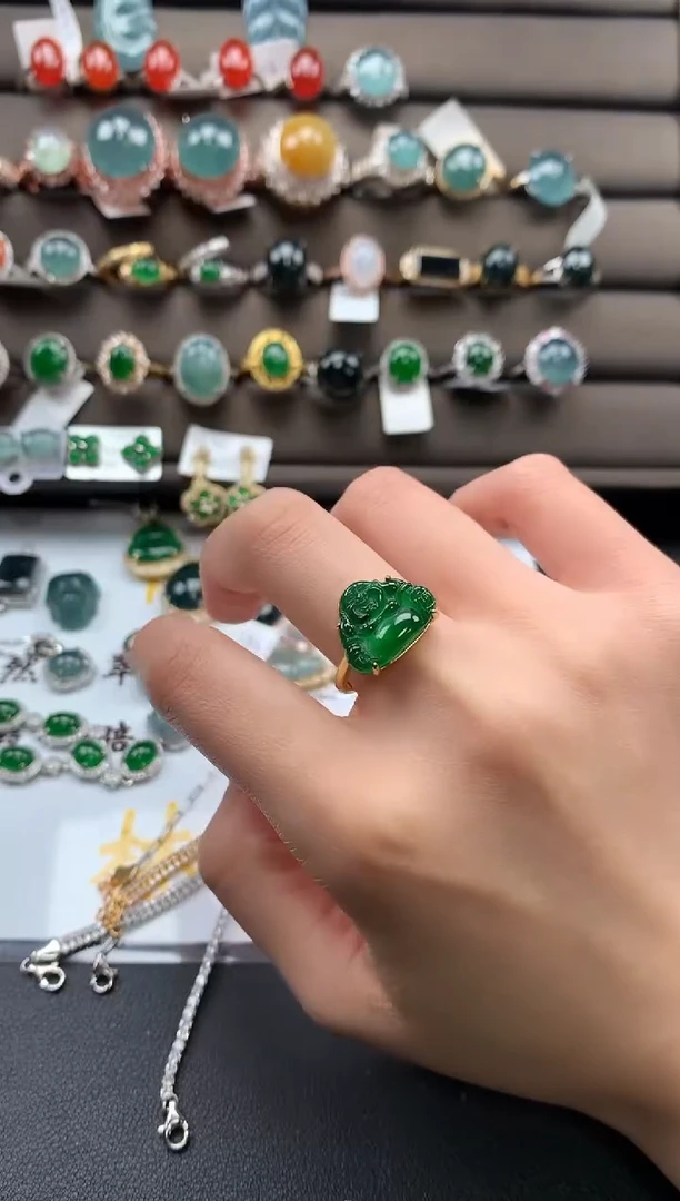 【闪购商品】翡翠戒指银S925镶嵌32132312