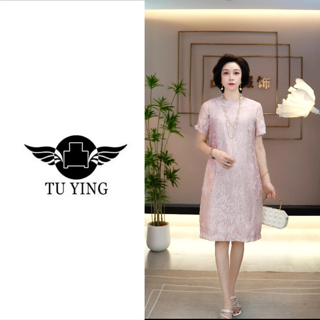 凸影夏季新款圆领重工时尚气质显瘦优雅百搭连衣裙-99082