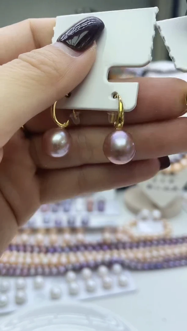 未镶嵌耳饰淡水珍珠紫色系耳饰