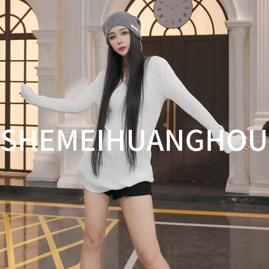 羊毛V领打底显瘦百搭针织衫2531