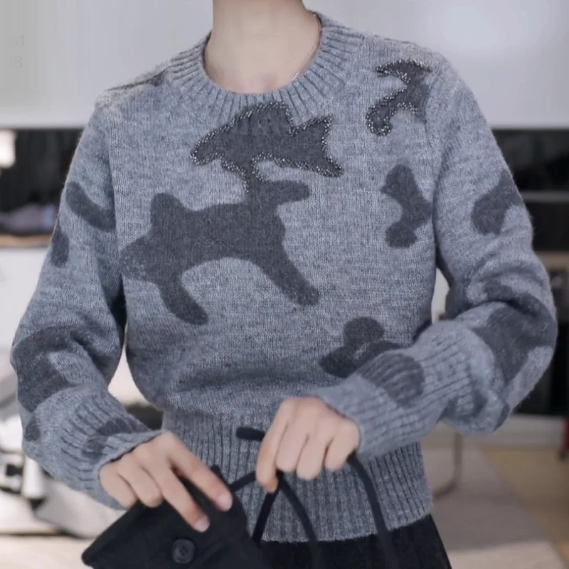 2025斑点针织设计感小众复古百搭气质显瘦穿搭上衣LK2508055