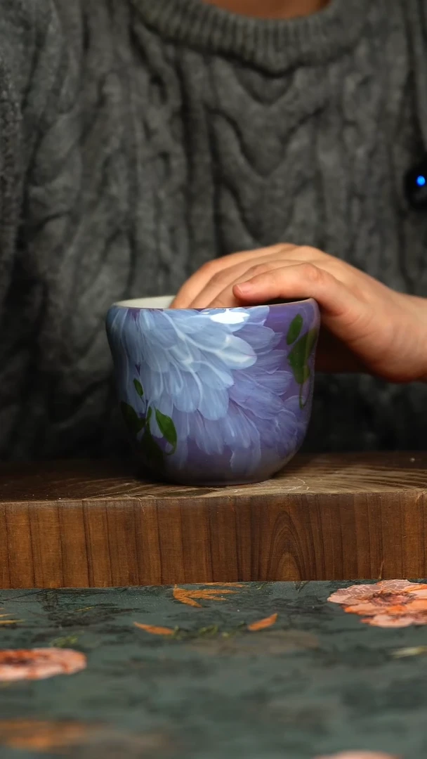 杯釉下彩手工手绘同款陶器