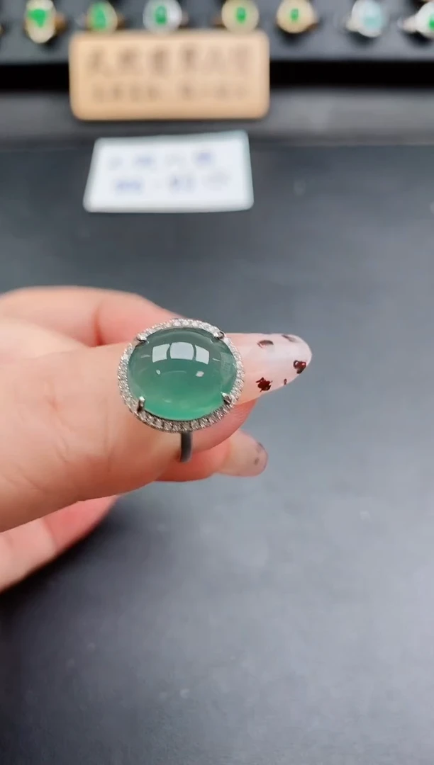 银S925镶嵌戒指翡翠1