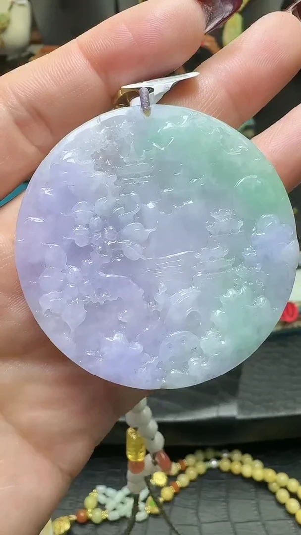 【闪购商品】翡翠颈饰未镶嵌山水牌