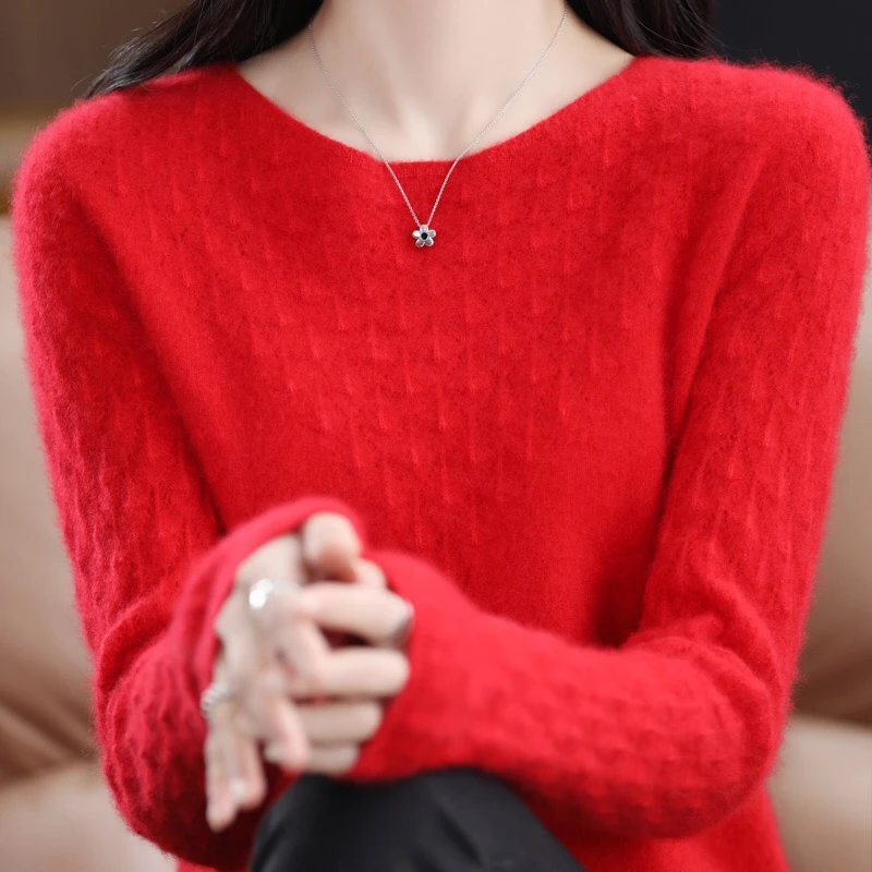 100纯羊毛一线成衣鼓波圆领上衣D161清