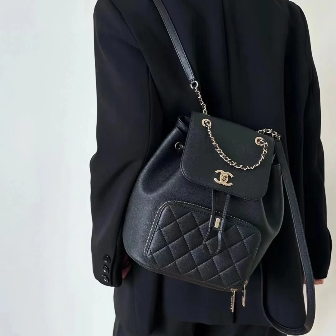 99新 Chanel/香奈儿 小花Jerry活动 Affinity 双肩包 黑色 24开
