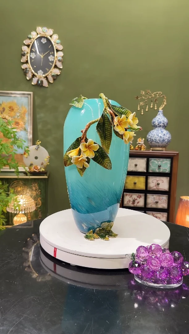 琉璃珐琅彩  蝶恋花花瓶 高