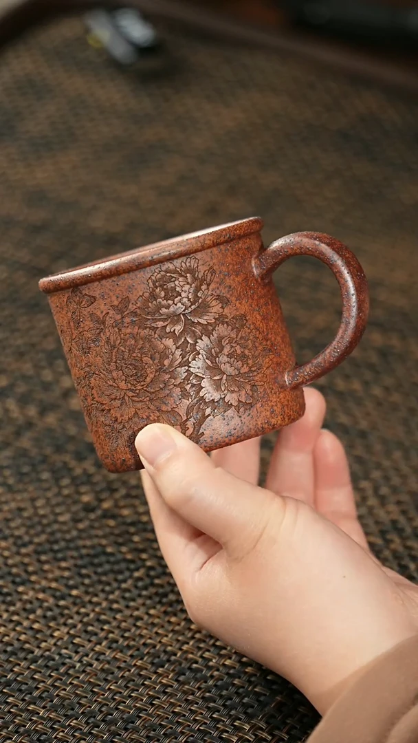 【闪购商品】紫砂茶杯福利紫砂牡丹花手把