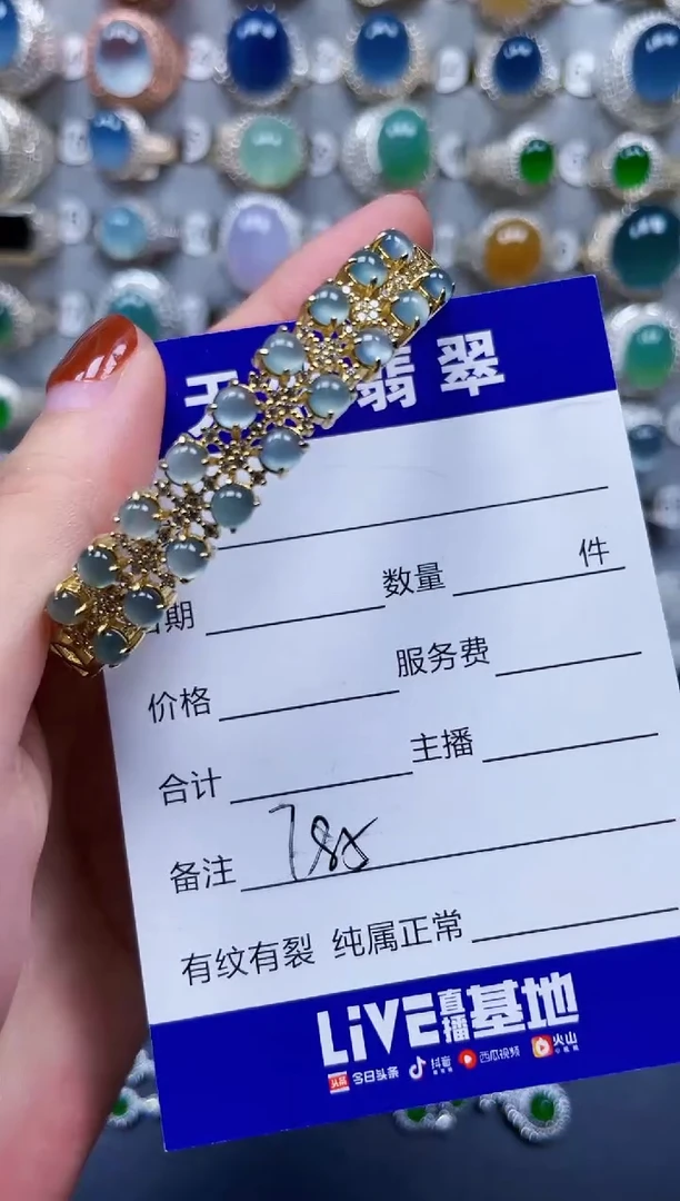 翡翠手镯银S925镶嵌785