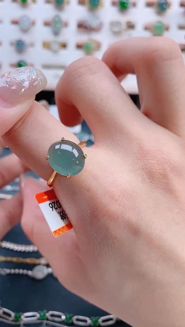 银S925镶嵌戒指翡翠天然翡翠