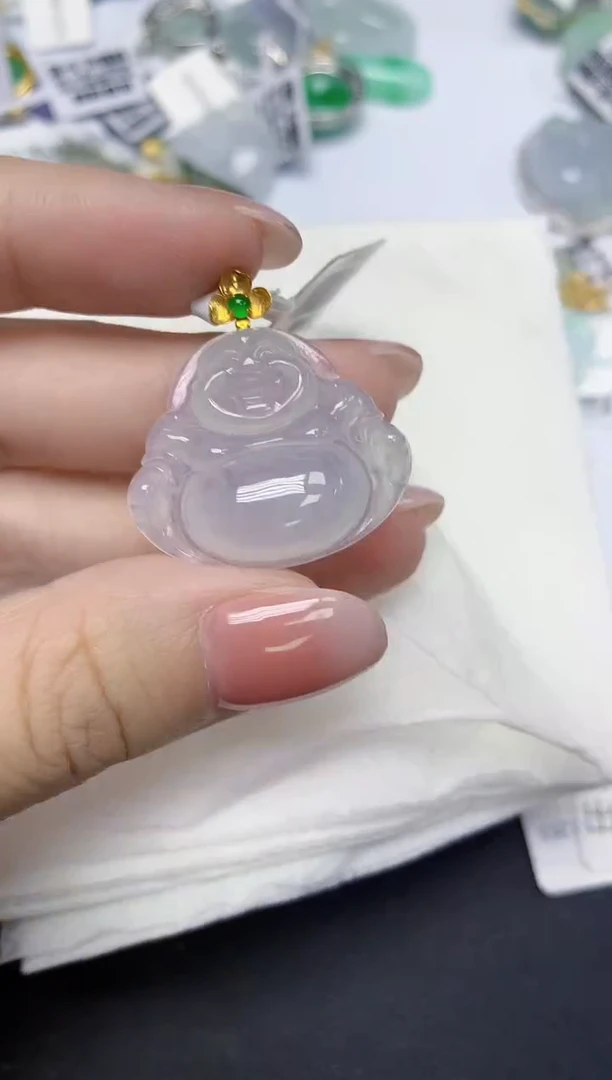颈饰18K金镶嵌翡翠天然缅甸翡翠A货多样性发一件
