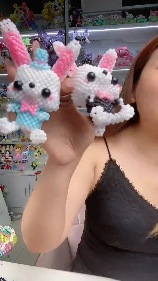 玻璃2056卡4糖果珠时间兔材料包1对一黑一蓝