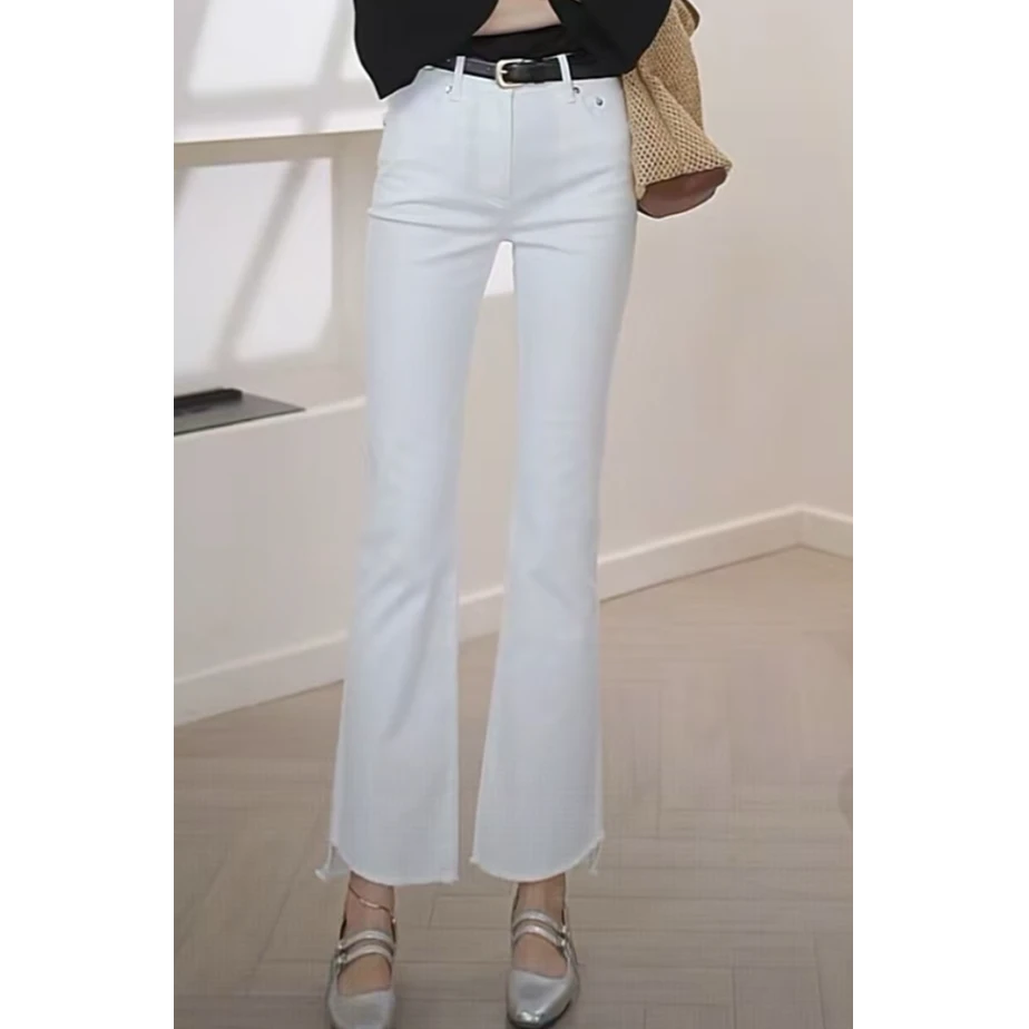 GIRDEAR/哥弟1100241 新款春夏时尚显瘦 弹力薄款微喇九分休闲裤