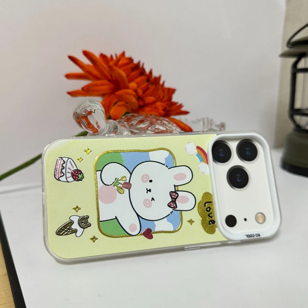 适用于iPhone17全系列萌宠兔子可爱防摔防滑全包大孔镜头手机壳