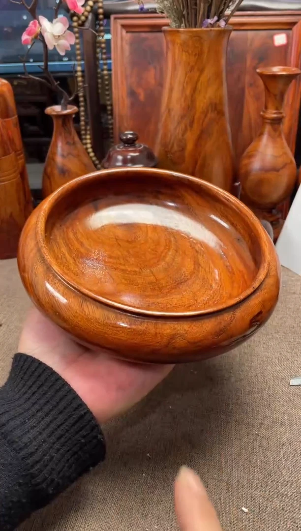 【闪购商品】大果紫檀（缅甸花梨）木艺缅花笔洗20/5.8