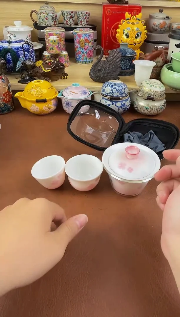陶瓷茶具摆件旅行套组