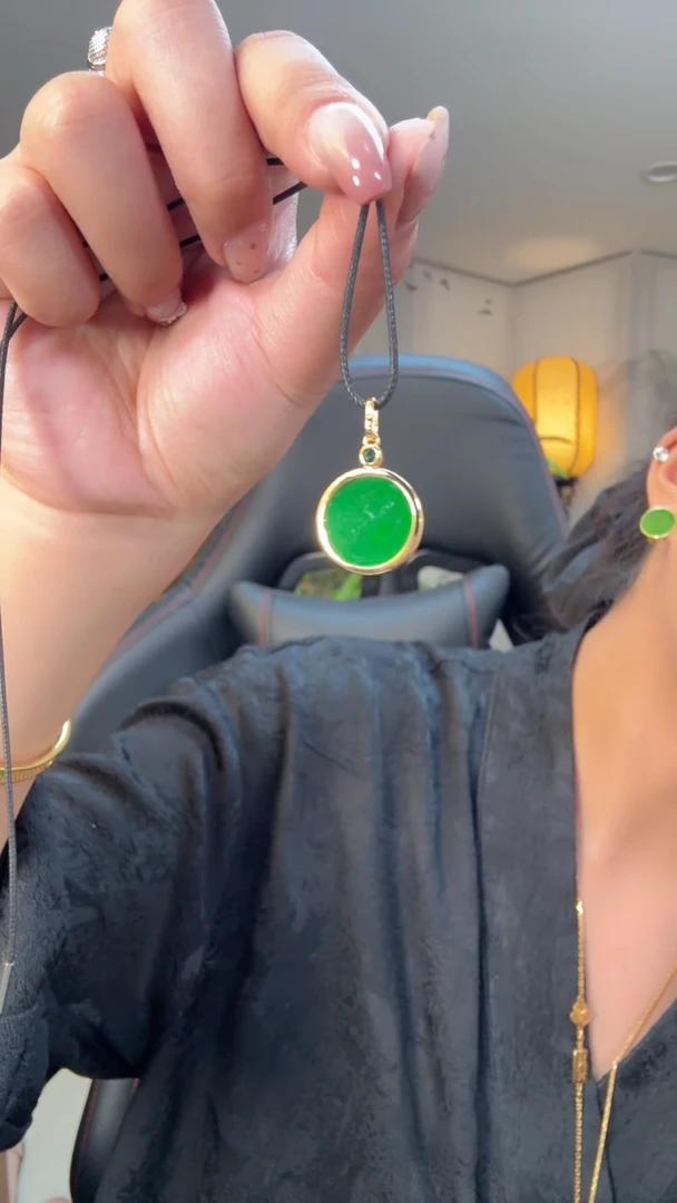 翡翠银S925镶嵌吊坠(不含链)缅甸A货翡翠吊坠