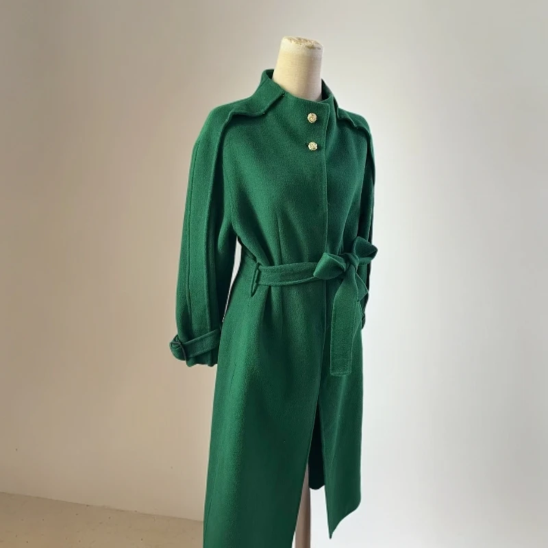 【名颖优品】银钻世家秋冬高级双面毛呢大衣长款时尚气质