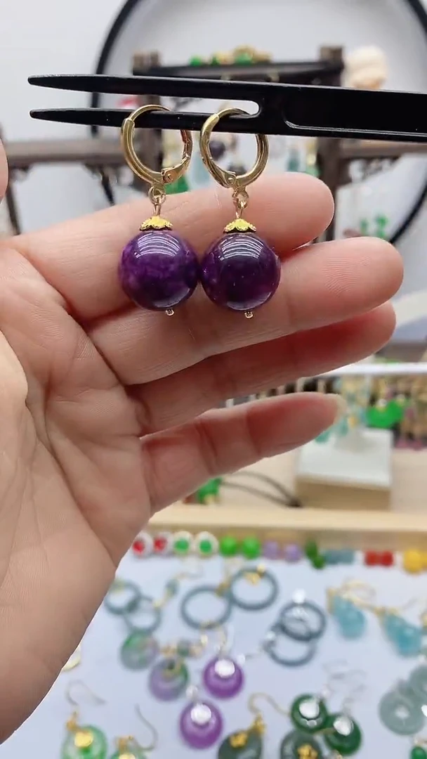14K金镶嵌苏纪石（舒俱来）耳饰172