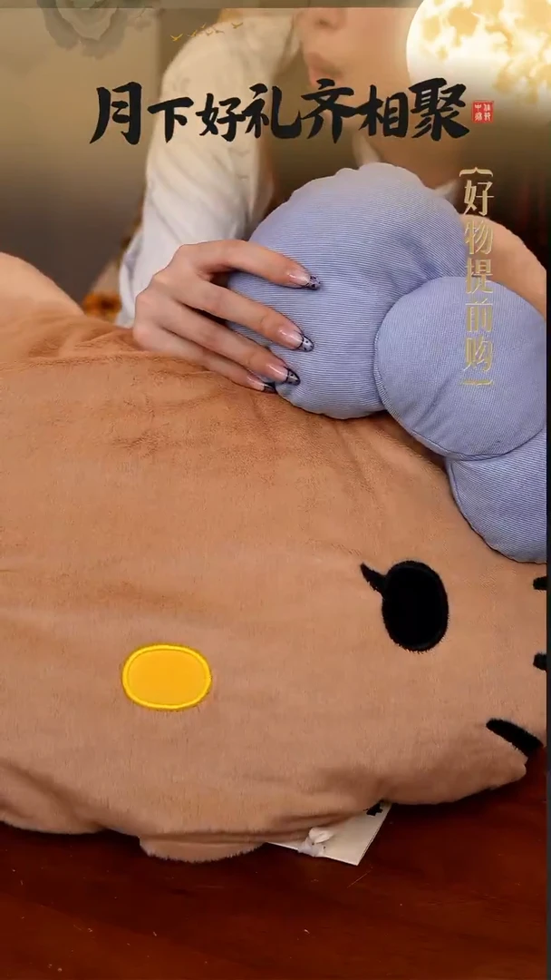 77-三丽鸥Hello Kitty二合一法兰绒抱枕毯车载靠枕毯
