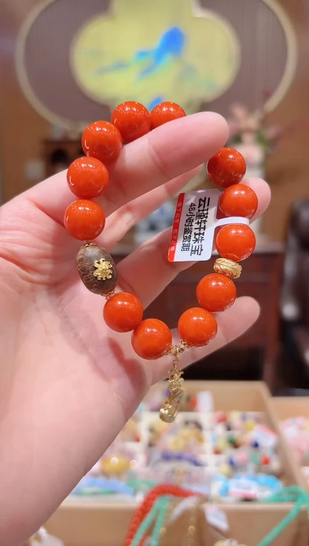 【闪购商品】南红玛瑙手串18K金镶嵌设计款珠串