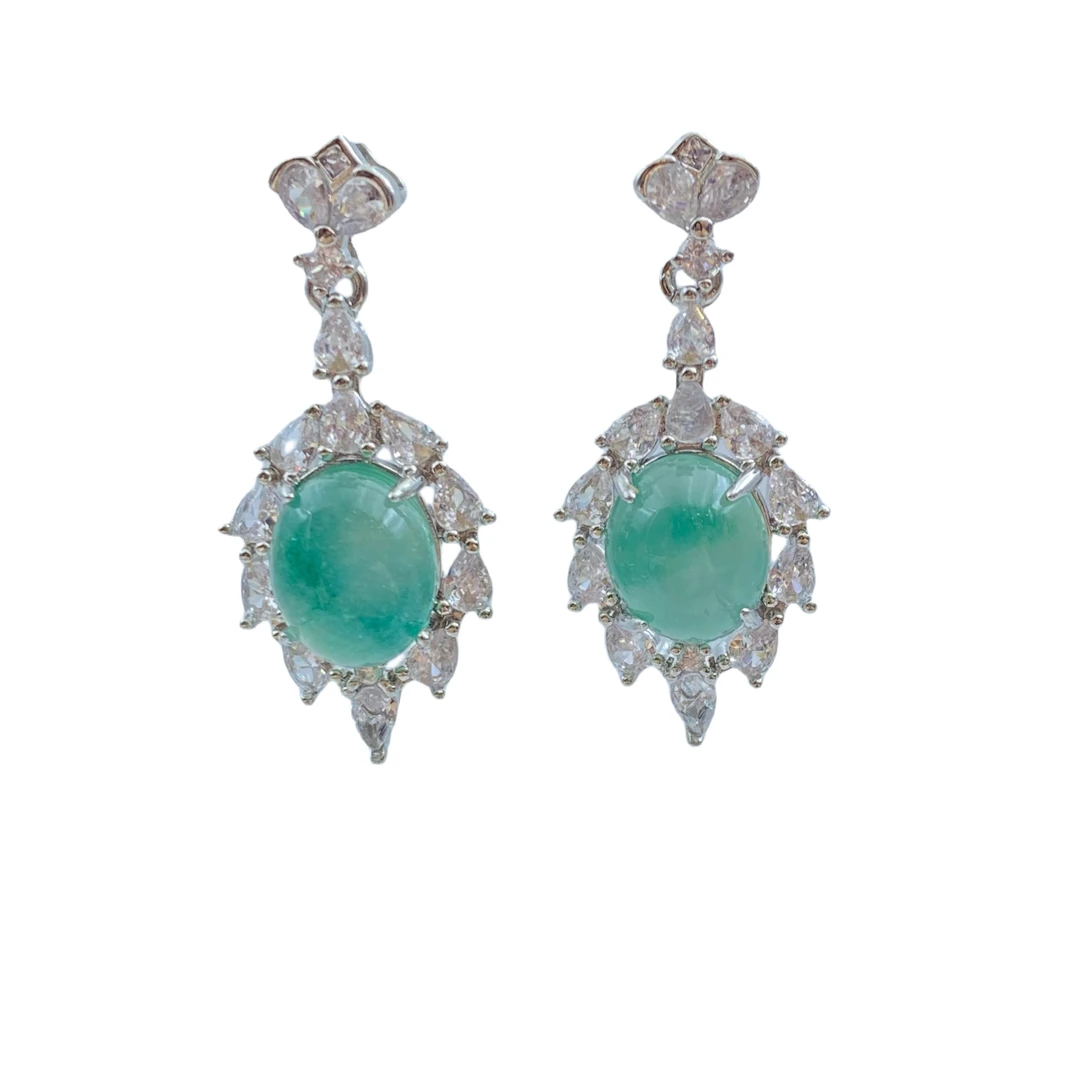 天山翠轻奢冰透耳饰Y2419X合金