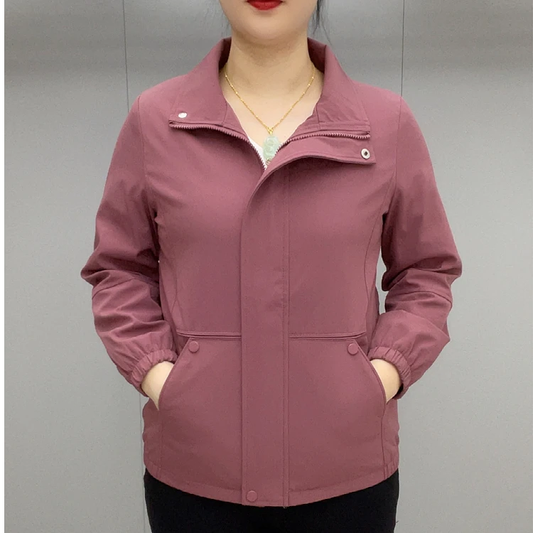 方领常规款春秋中老年女装休闲风时尚气质女装短款百搭外套立领